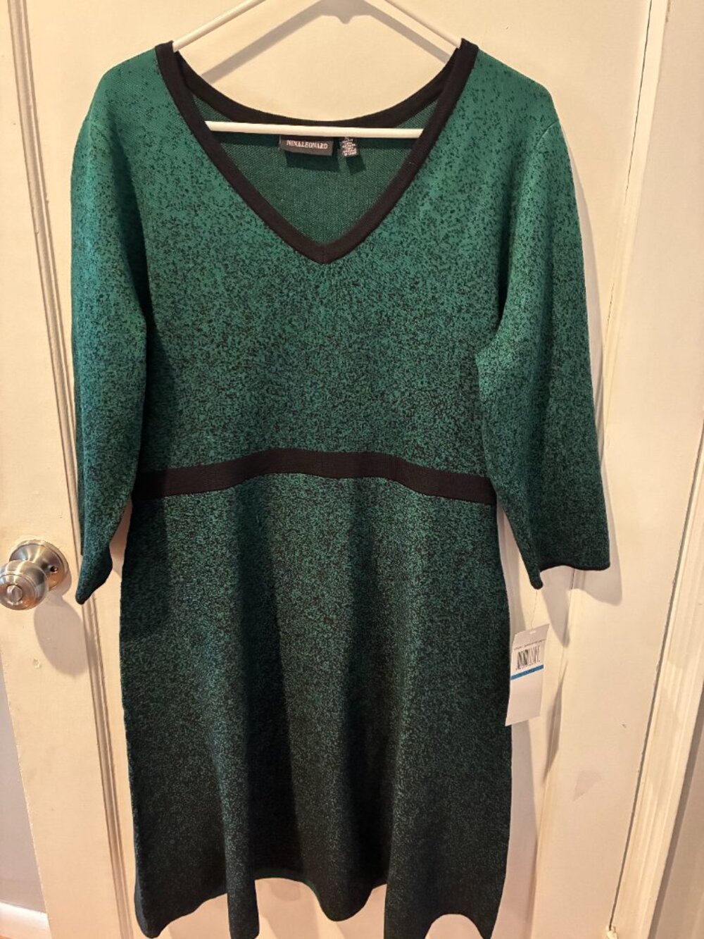 NWT Nina Leonard Green Black Ombré Fit & Flare Dress XL